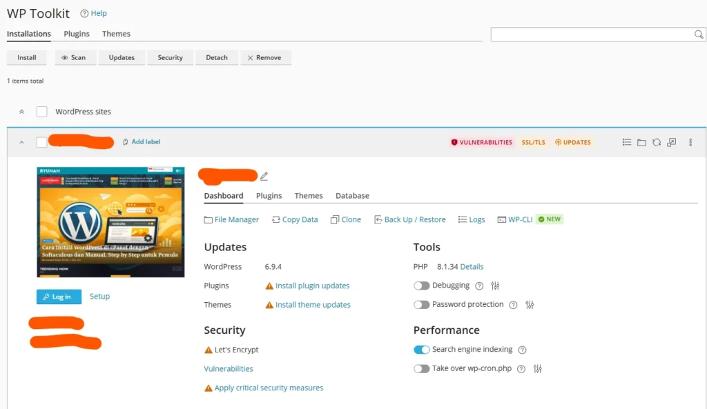 dashboard wp toolkit