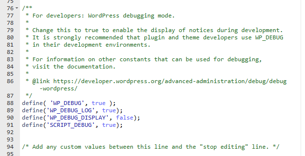 tambahkan wp debug